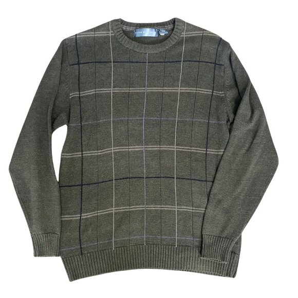 Oscar De La Renta | Green Plaid Sweater Crew Neck - Picture 1 of 4